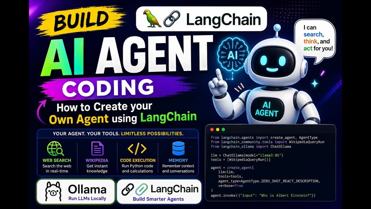 LangChain으로 첫 AI 에이전트 만들기: 프롬프트 템플릿부터 도구 호출까지 영상 썸네일