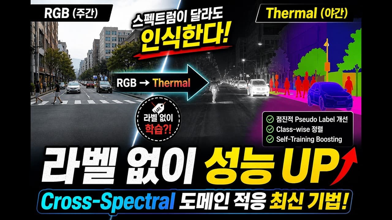 밤에도 안전한 자율주행: 라벨 없는 열화상 영상을 학습하는 크로스 스펙트럴 도메인 적응 영상 썸네일