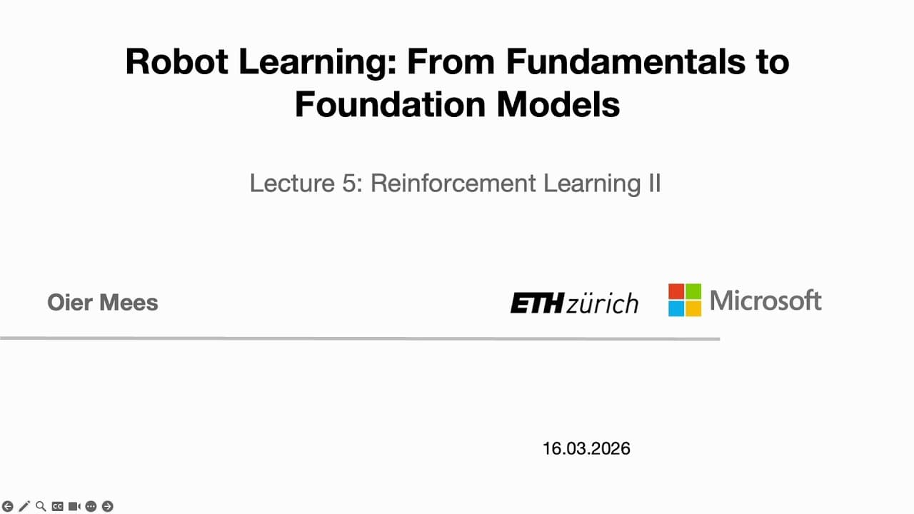 REINFORCE에서 소프트 액터 크리틱까지 — ETH 로봇 학습 강의가 짚은 정책 경사의 문제와 해법 영상 썸네일