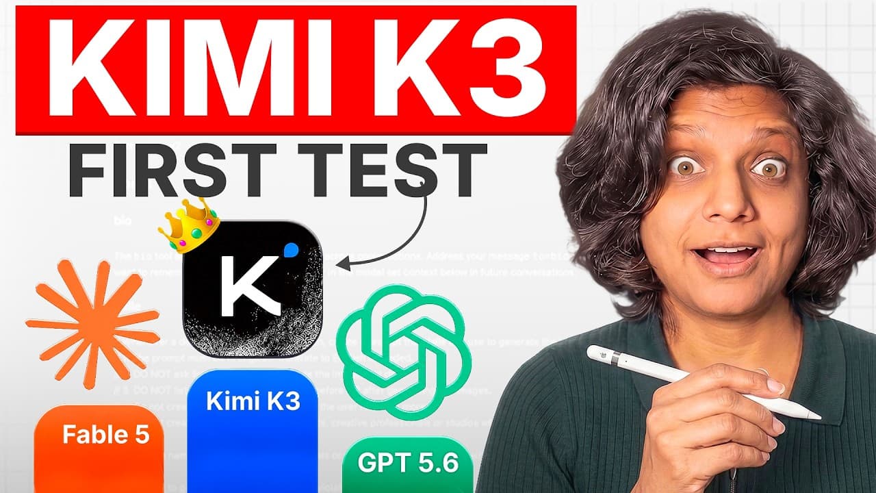오픈소스 Kimi K3를 최상위 모델과 직접 붙여봤더니, 성능보다 가격이 더 눈에 띄었다 영상 썸네일