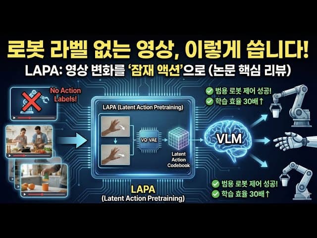 로봇 액션 라벨 없이 배운다: 인터넷 영상을 로봇 데이터로 바꾼 LAPA 논문 영상 썸네일