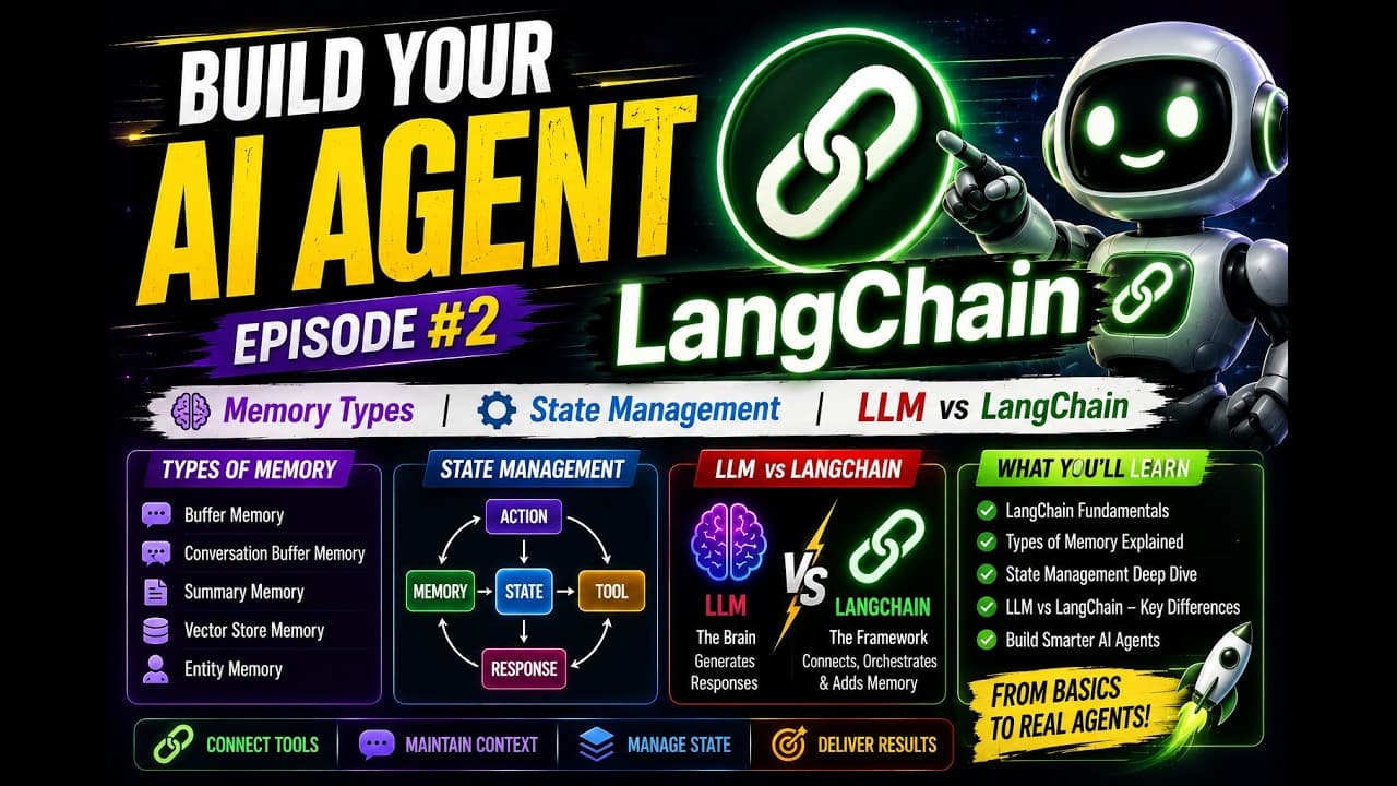 LangChain이란 무엇인가: AI 에이전트를 위한 프레임워크와 메모리 정리 영상 썸네일
