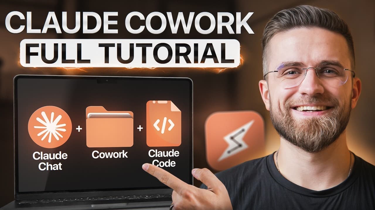 Claude 'Cowork' 활용법: 채팅을 넘어 파일을 만들고 업무를 끝내는 AI 직원 쓰는 법 영상 썸네일