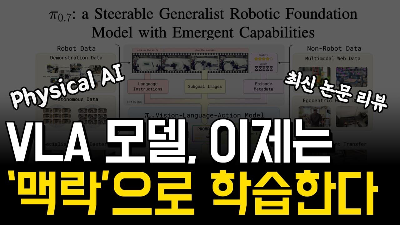 실패한 데이터를 버리지 않는 로봇 — π0.7이 바꾼 로봇 학습 방식 영상 썸네일