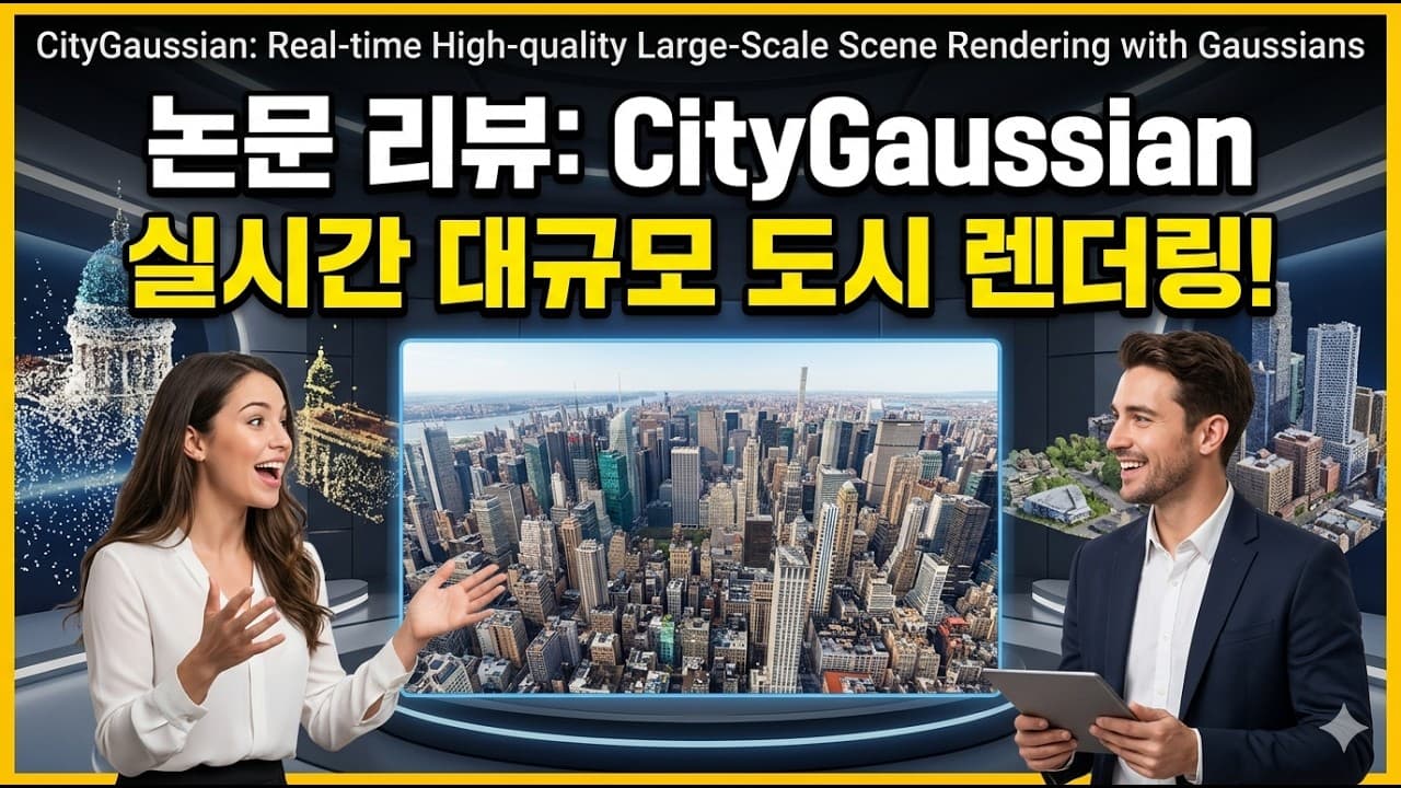 도시 전체를 스마트폰에서 실시간으로 날아다니기, CityGaussian이 푼 세 가지 문제 영상 썸네일