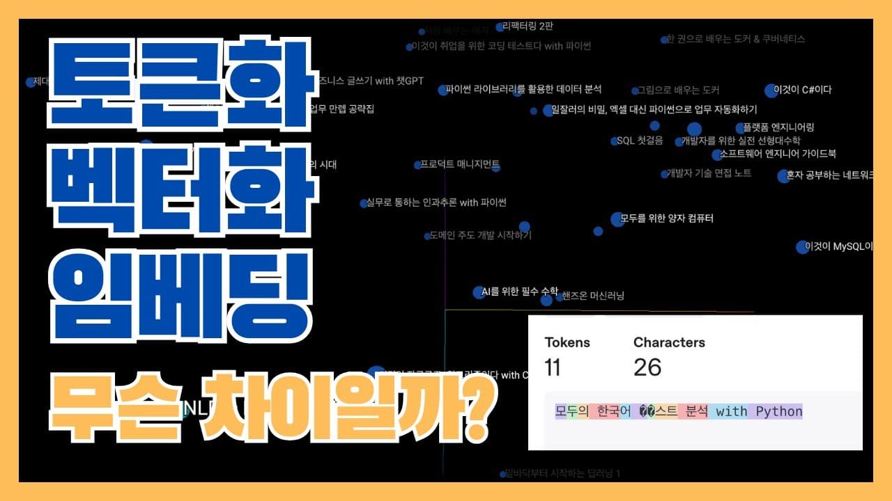 토큰화·벡터화·임베딩, 무엇이 다를까? NLP와 LLM 텍스트 처리의 기초 영상 썸네일