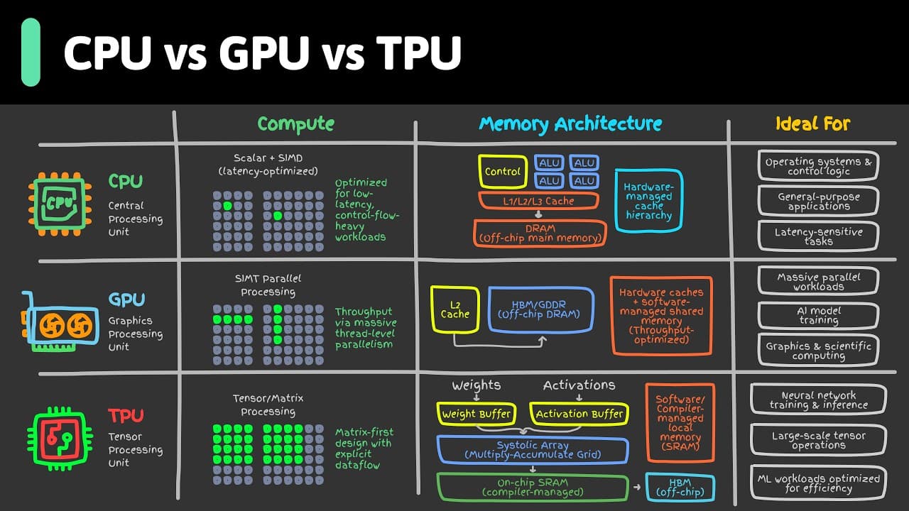 CPU·GPU·TPU는 무엇이 다른가: 같은 작업이 칩마다 다르게 돌아가는 이유 영상 썸네일