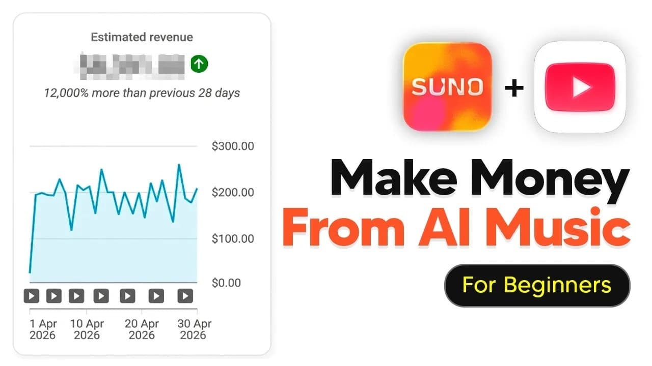 AI 음악으로 유튜브에서 돈 벌기: 한 크리에이터의 솔직한 사례 연구 영상 썸네일