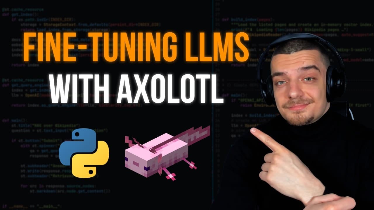 Axolotl로 로컬에서 LLM 파인튜닝하기: 파이썬으로 시작하는 기초 예제 영상 썸네일